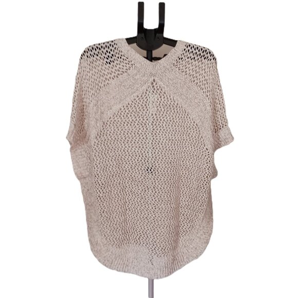 TALBOT’S Open Knit Tan Oversized Poncho Women’s Size XS NWT - Picture 3 of 14